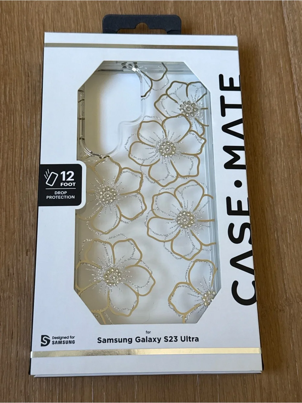 New CASE-MATE Samsung Galaxy S23 Ultra Floral Protective Case Gold Silver flower